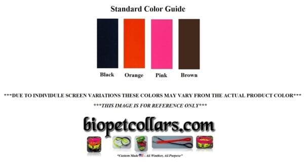 A wide and short BioThane leash color guide