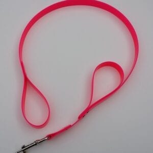 A double red handle leash