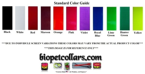 A smaller image of available colors for collars with a center ring